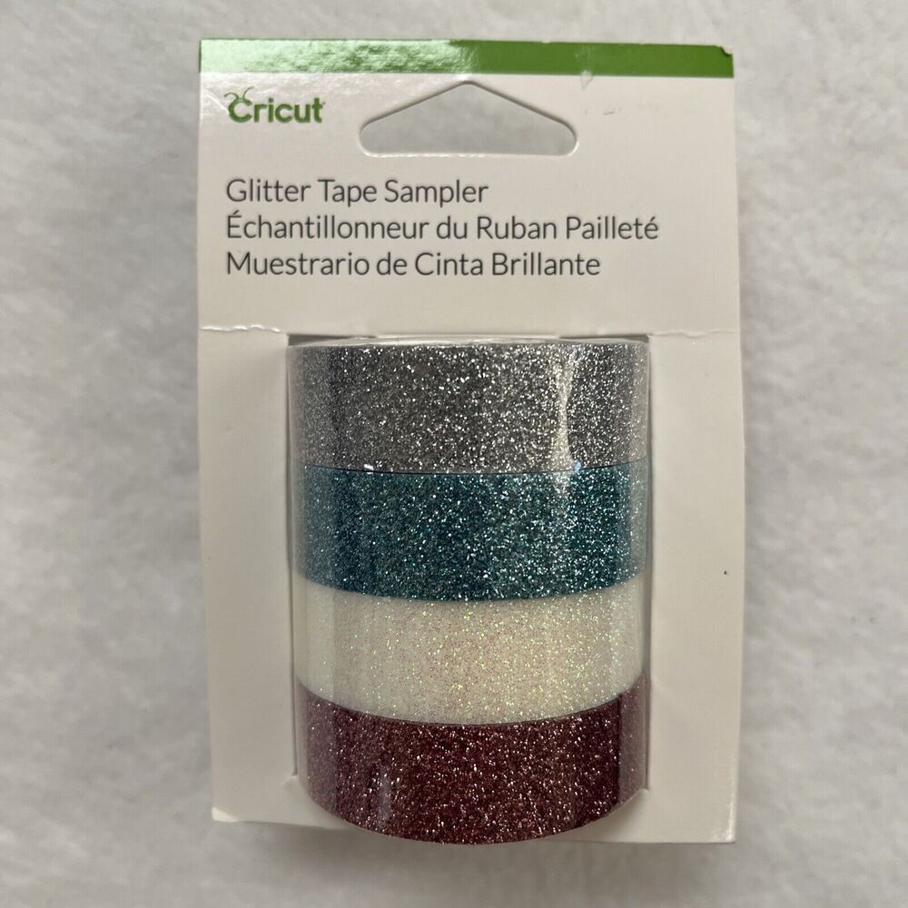 Cricut Glitter Tape Sampler Pink White Teal Silver Colors 5/8 inches wide each
